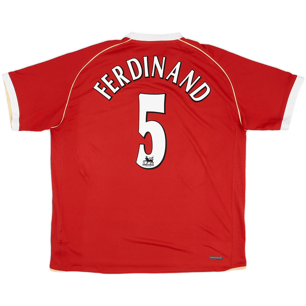 Ferdinand #5 Retro Manchester United Home Jersey 2006/07 