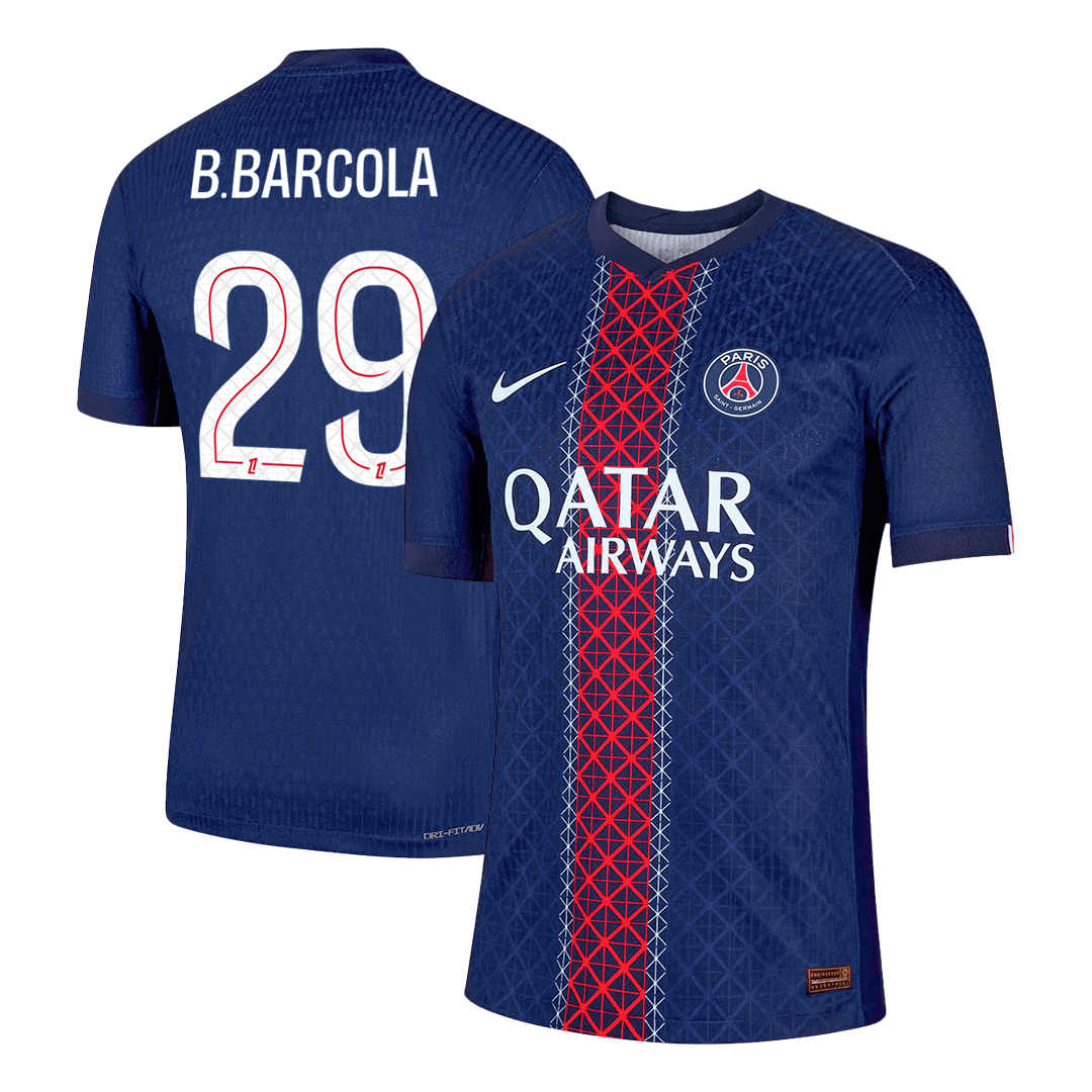 B.BARCOLA #29 PSG Home Match Jersey Player Version 2025/26 