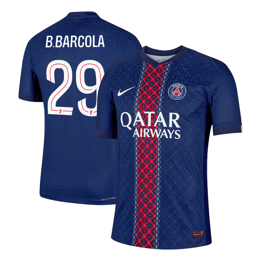 B.BARCOLA #29 PSG Home Match Jersey Player Version 2025/26 