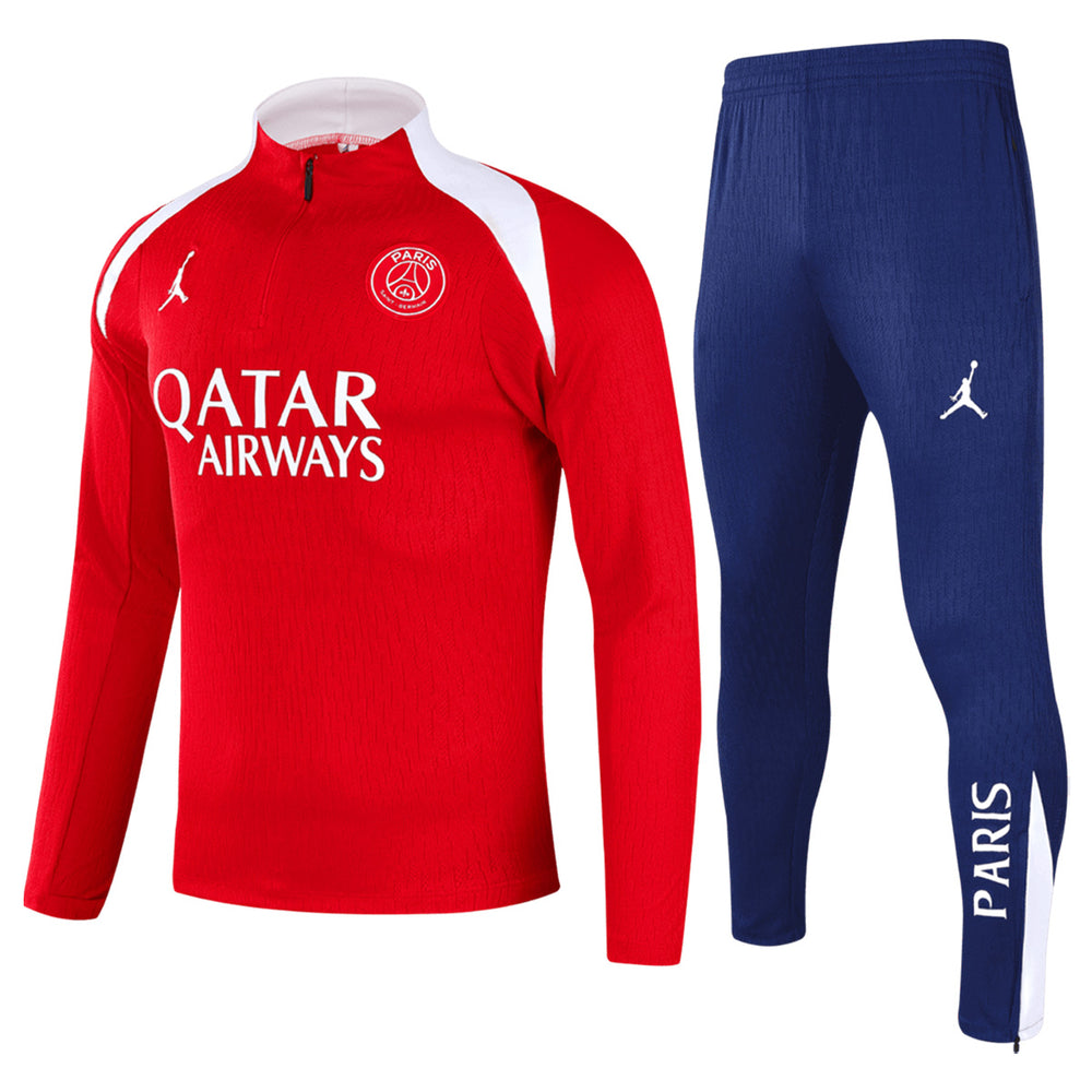 Kids PSG Zipper Sweatshirt Kit(Top+Pants) Red 2025/26 