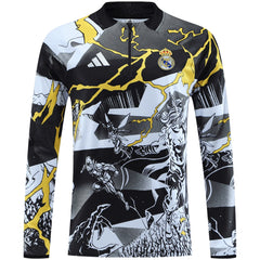Kids Real Madrid x Marvel Zipper Sweatshirt Kit(Top+Pants) Black 2025/26 
