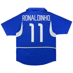 Ronaldinho #11 Retro Brazil Away Jersey World Cup 2002 