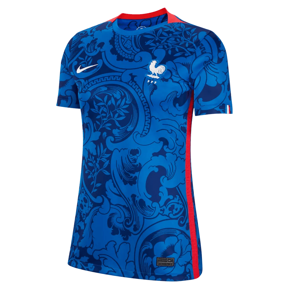 France Women's EC22 Home Soccer Jersey - Hyper Cobalt-Siren Red