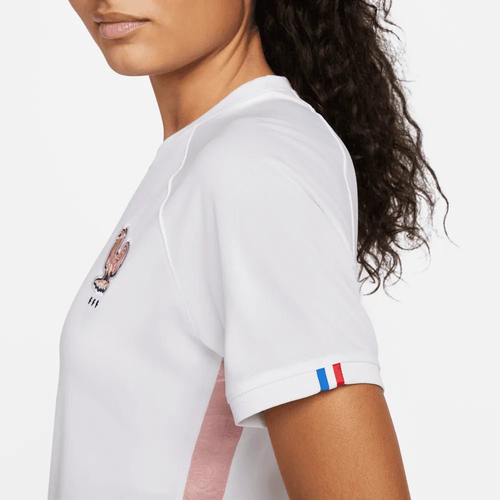 France Women's EC22 Away Soccer Jersey - White-Pink Glaze 