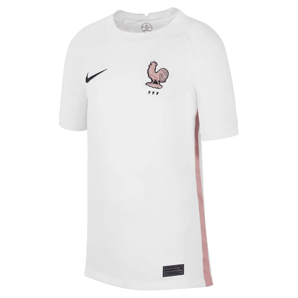 2022-23 France Away Youth Soccer Jersey White-Pink Glaze-Blue 