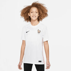 2022-23 France Away Youth Soccer Jersey White-Pink Glaze-Blue 