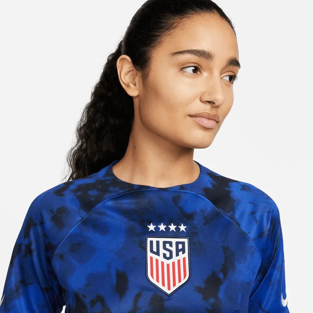 2022-23 USA Away Women 4 Star Soccer Jersey Bright Blue-White 