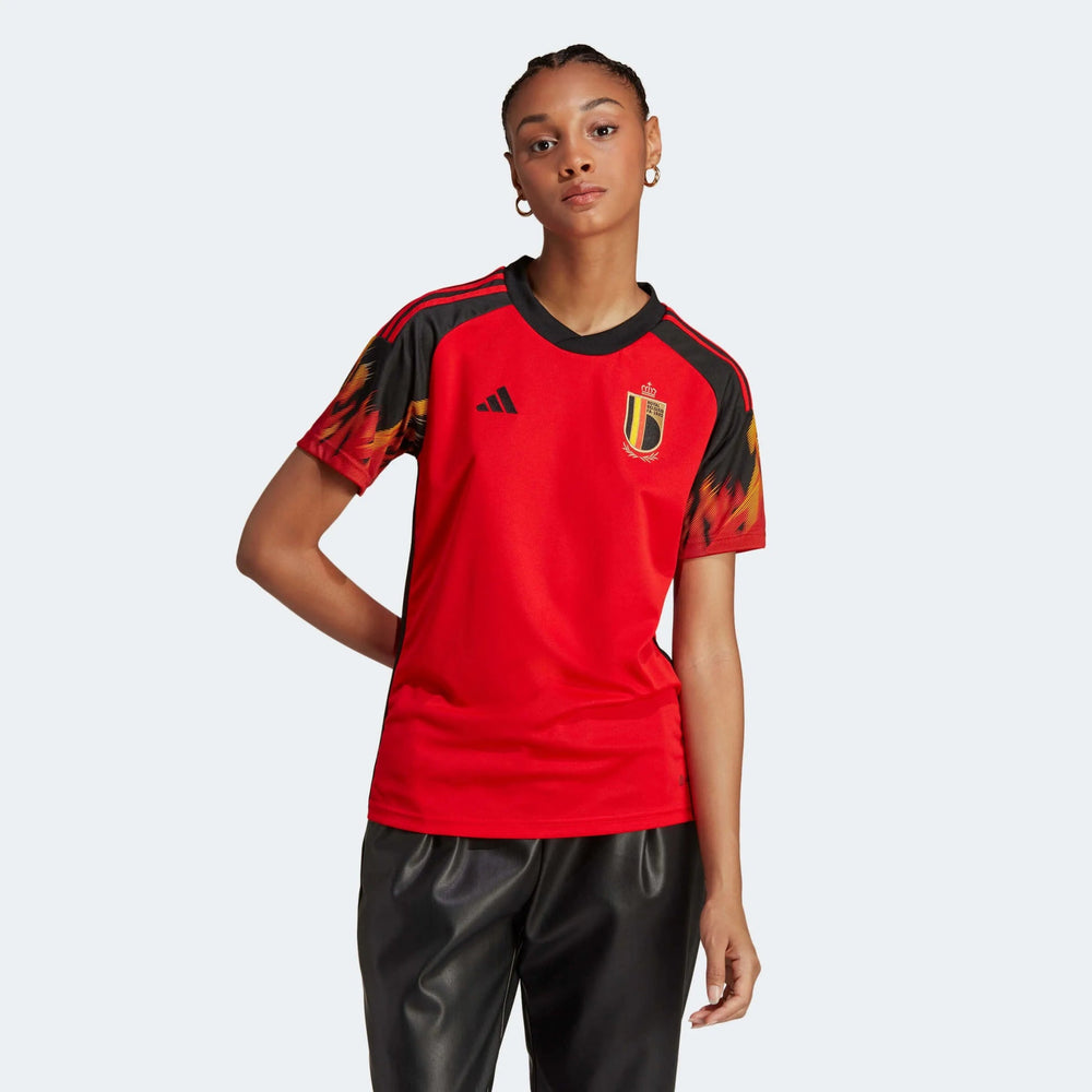 2022-23 Belgium Women's Home Soccer Jersey - Red-Black