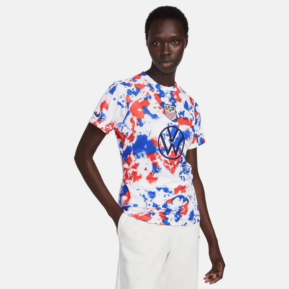 2022-23 USA Women's Pre-Match Soccer Jersey - White-Blue-Red