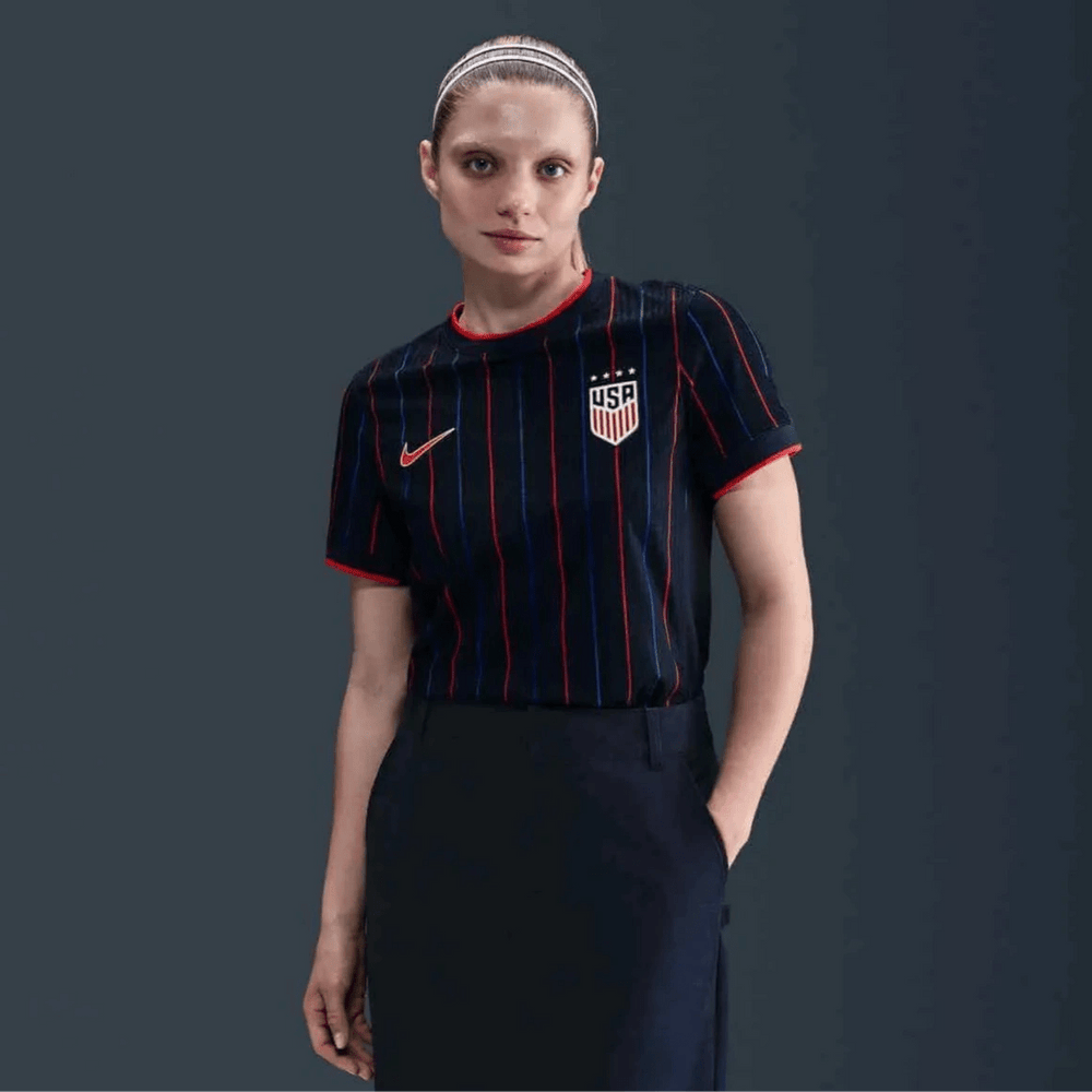 2025 USA Women's 4-Star Authentic Away Soccer Jersey Obsidian/Challenge Red/Challenge Red 