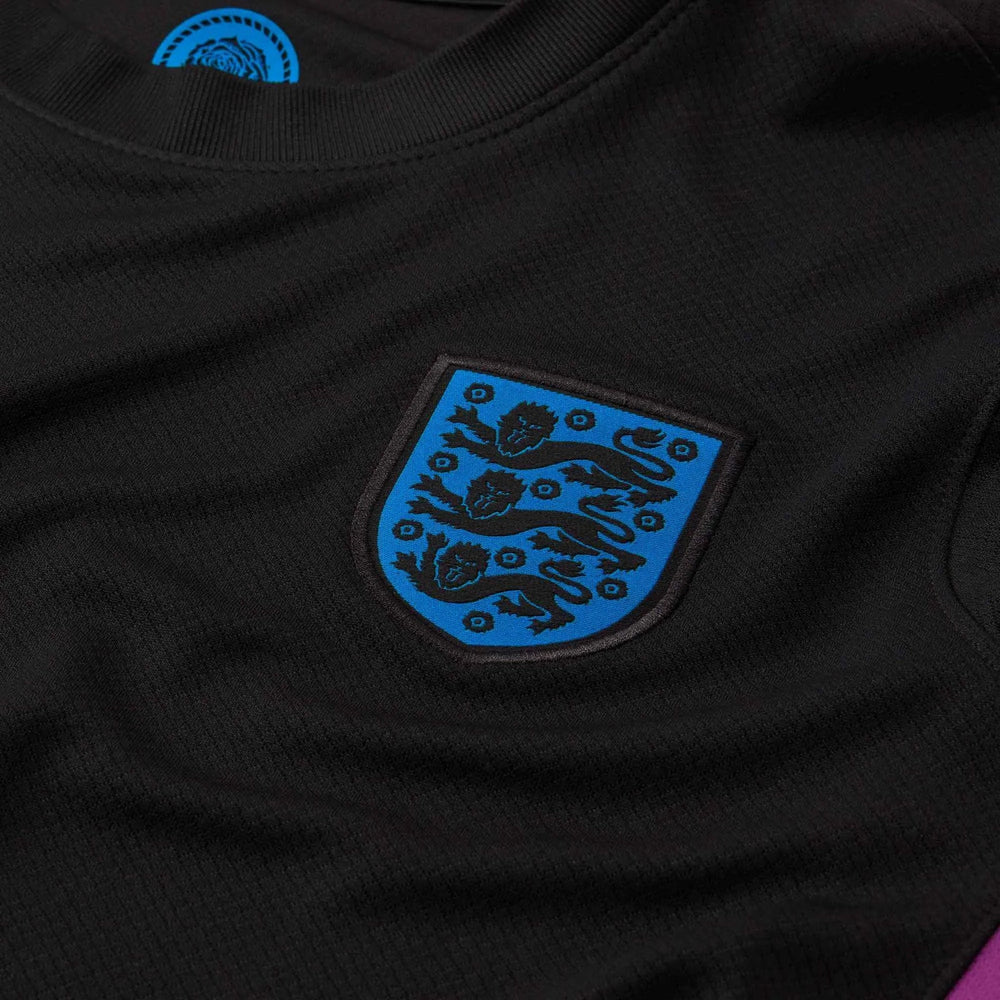 2025 England Women's Stadium Away Soccer Jersey Black/Light Photo Blue 