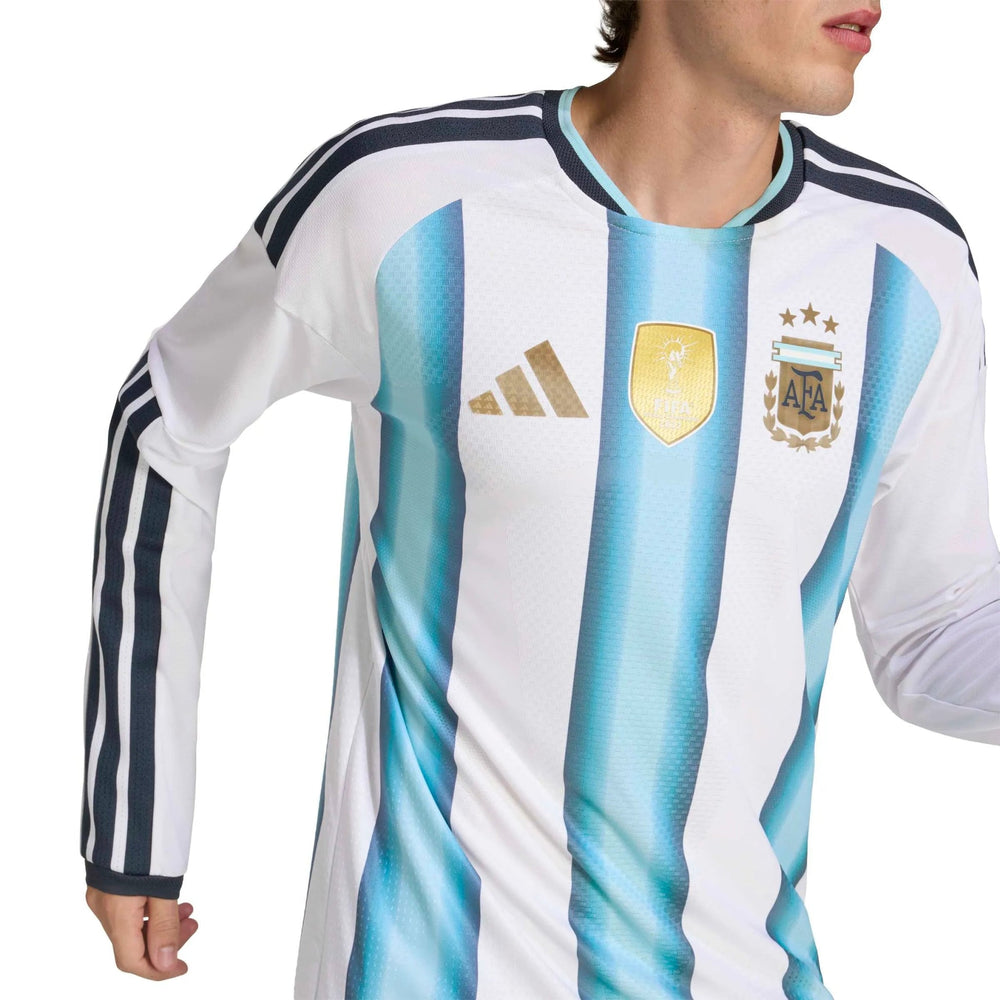 2026 Argentina Men's Authentic Home Long-Sleeve Soccer Jersey White / Icey Blue / Light Blue 