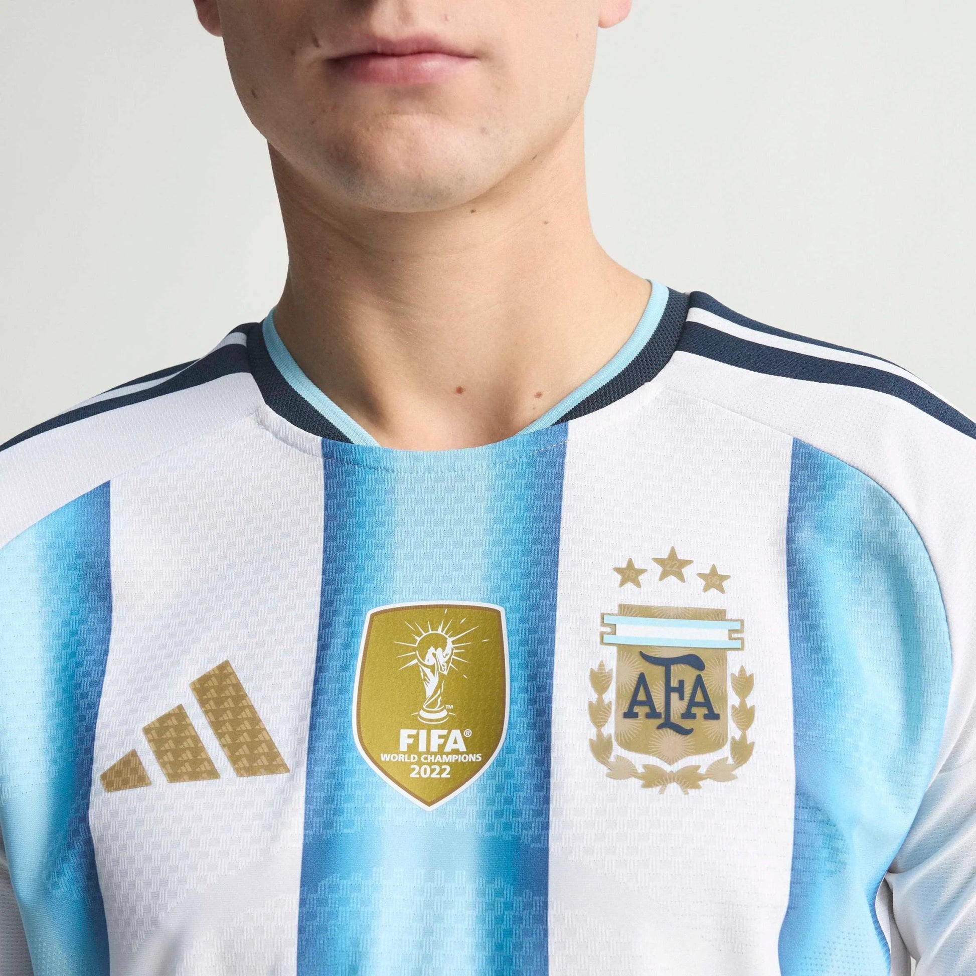2026 Argentina Men's Authentic Home Long-Sleeve Soccer Jersey White / Icey Blue / Light Blue 