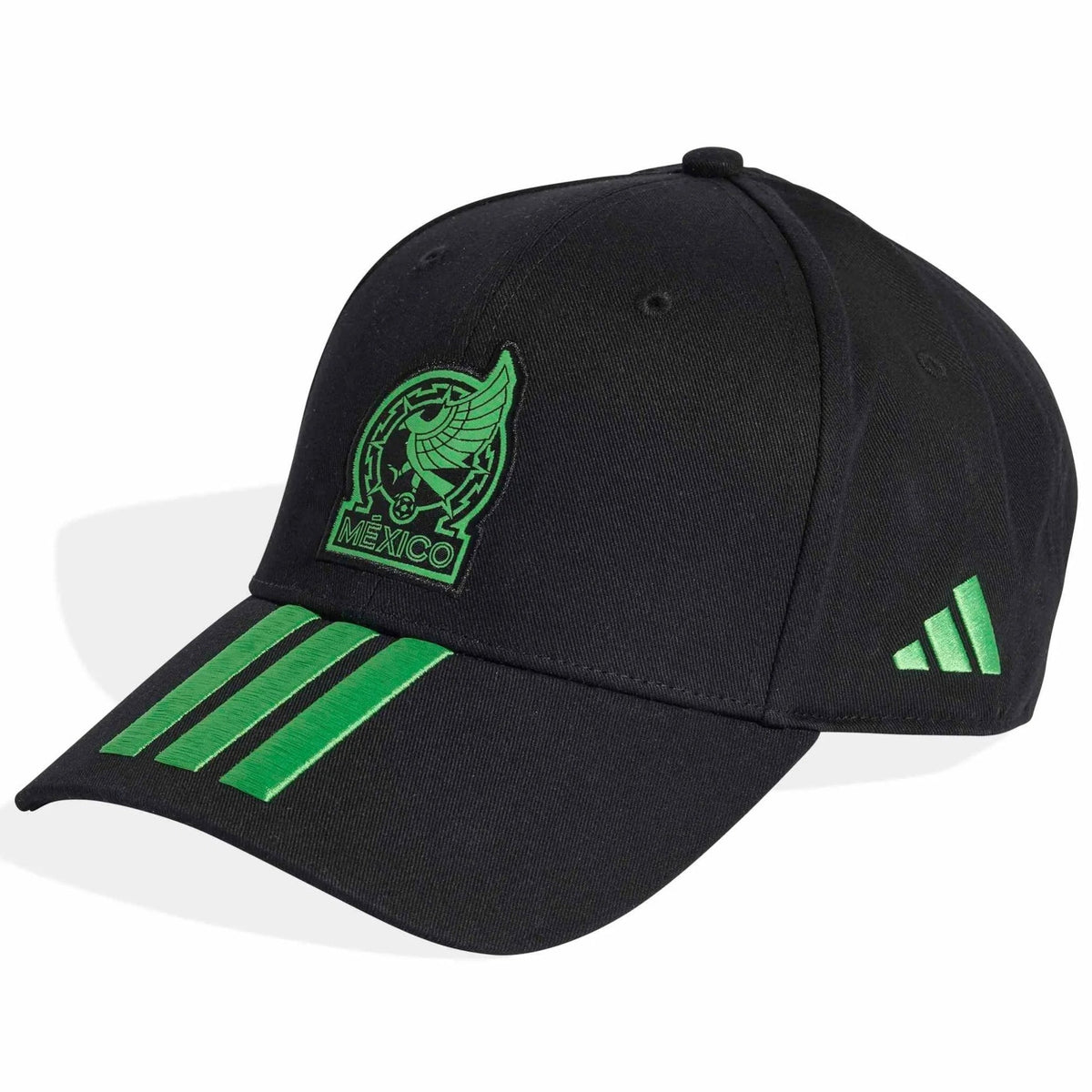 2026 Mexico Baseball Cap 3 Stripes Black / Semi Flash Green 