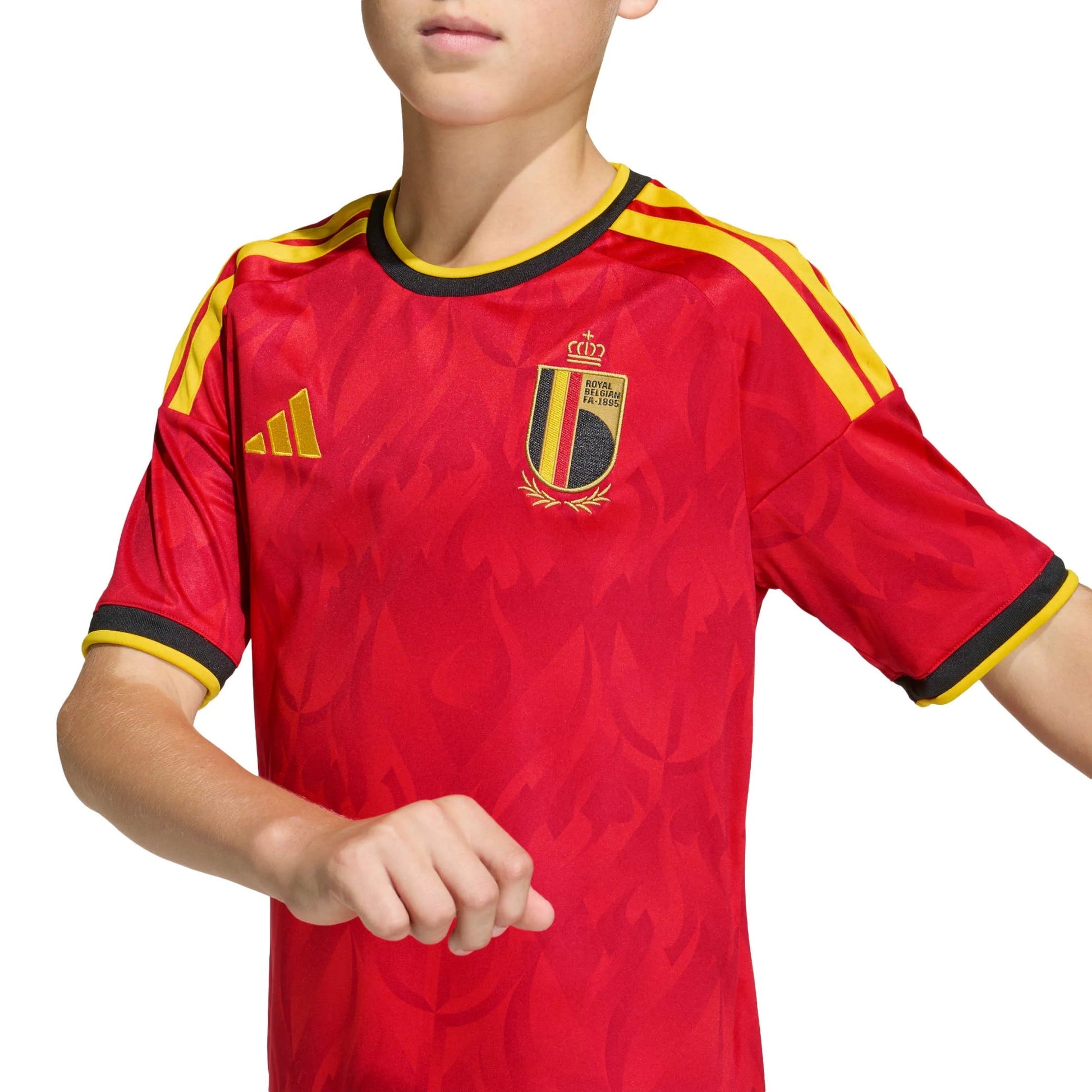 2026 Belgium Youth Stadium Home Soccer Jersey Red / Bold Gold 