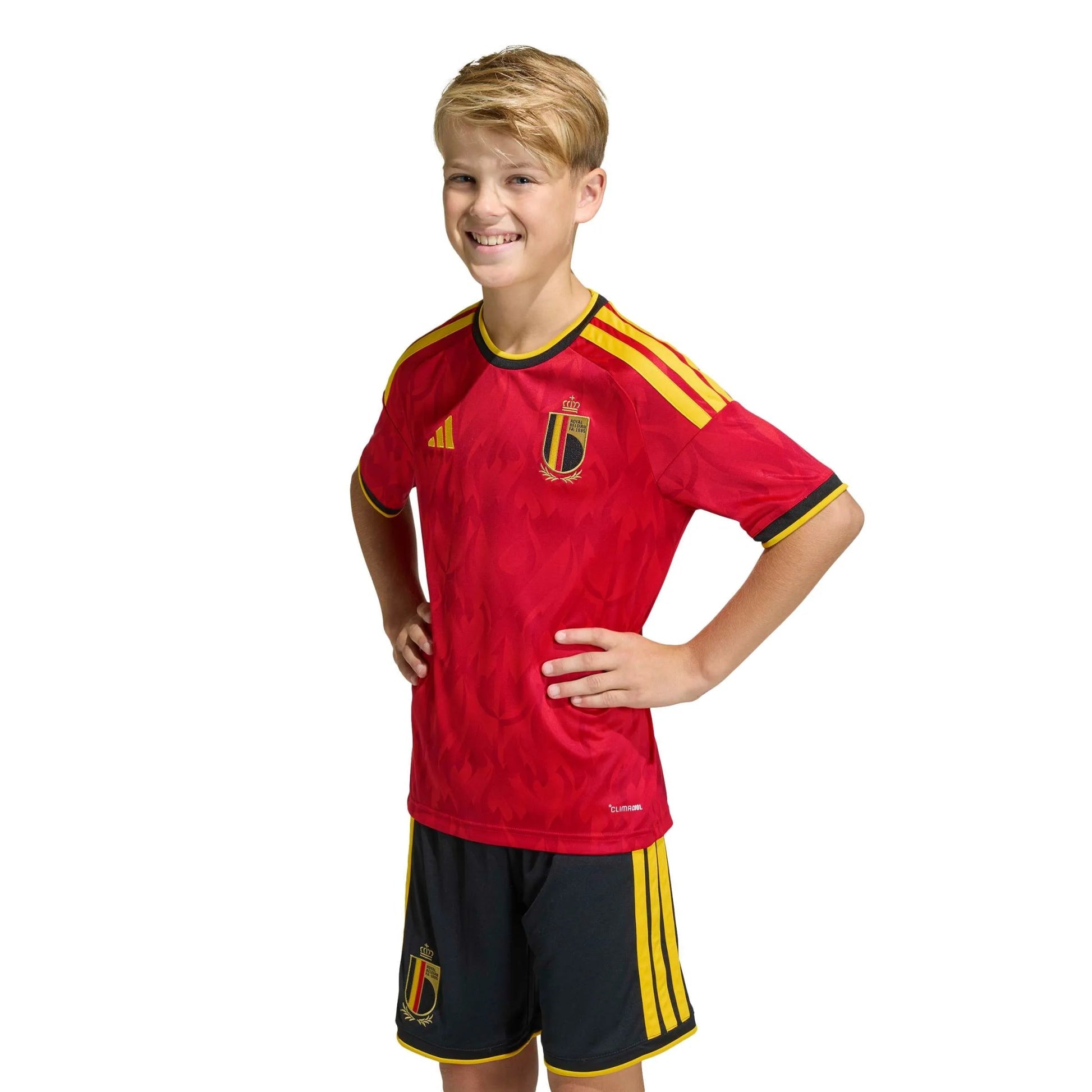 2026 Belgium Youth Stadium Home Soccer Jersey Red / Bold Gold 
