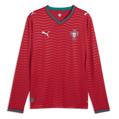 2026 Portugal Men's Stadium Home Long-Sleeve Soccer Jersey Club Red-Green Lagoon 