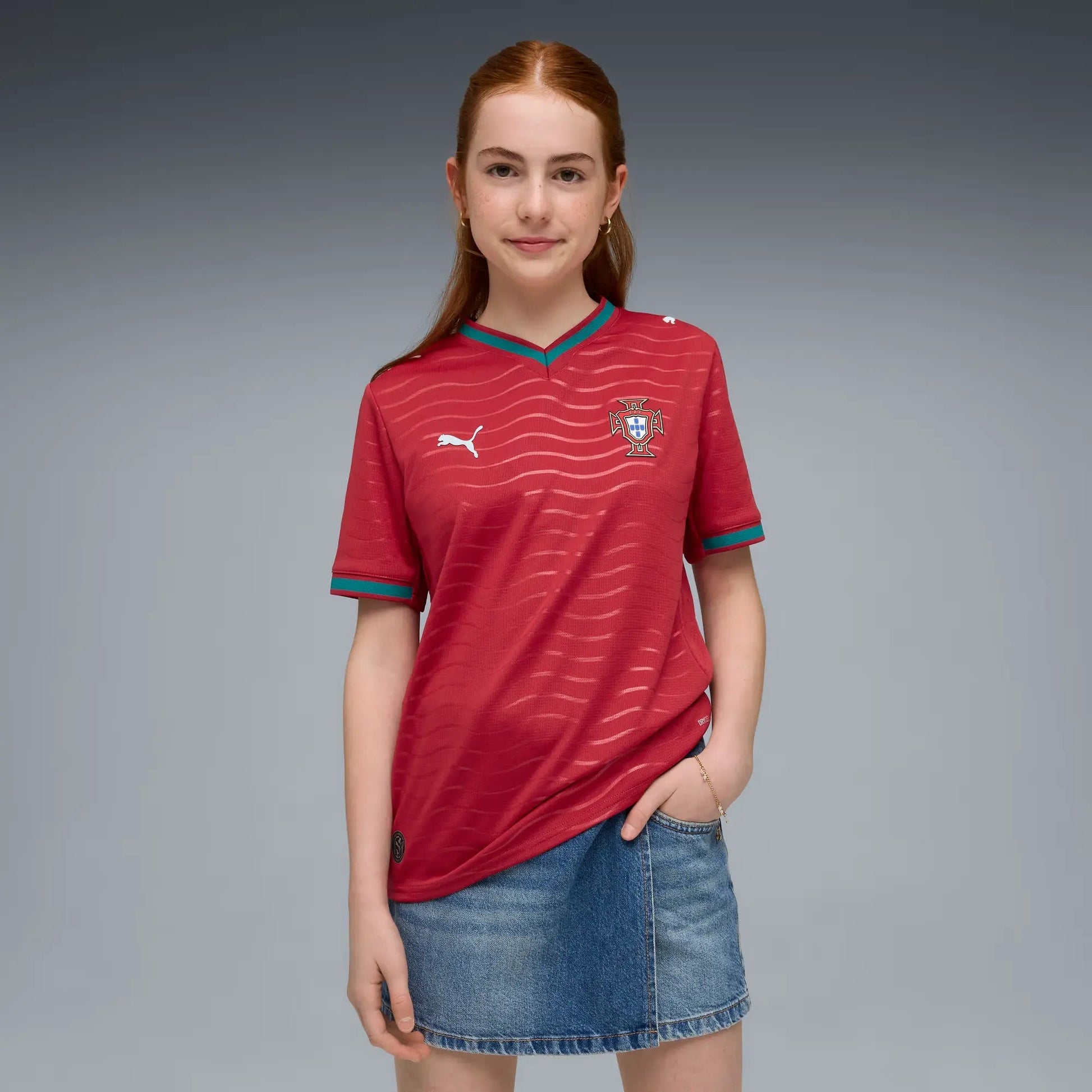 2026 Portugal Youth Stadium Home Soccer Jersey Club Red-Green Lagoon 