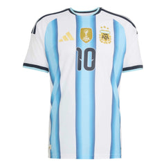 2026 Argentina Men's Authentic Home Messi #10 Soccer Jersey White / Icey Blue / Light Blue 