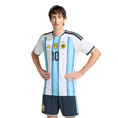 2026 Argentina Men's Authentic Home Messi #10 Soccer Jersey White / Icey Blue / Light Blue 