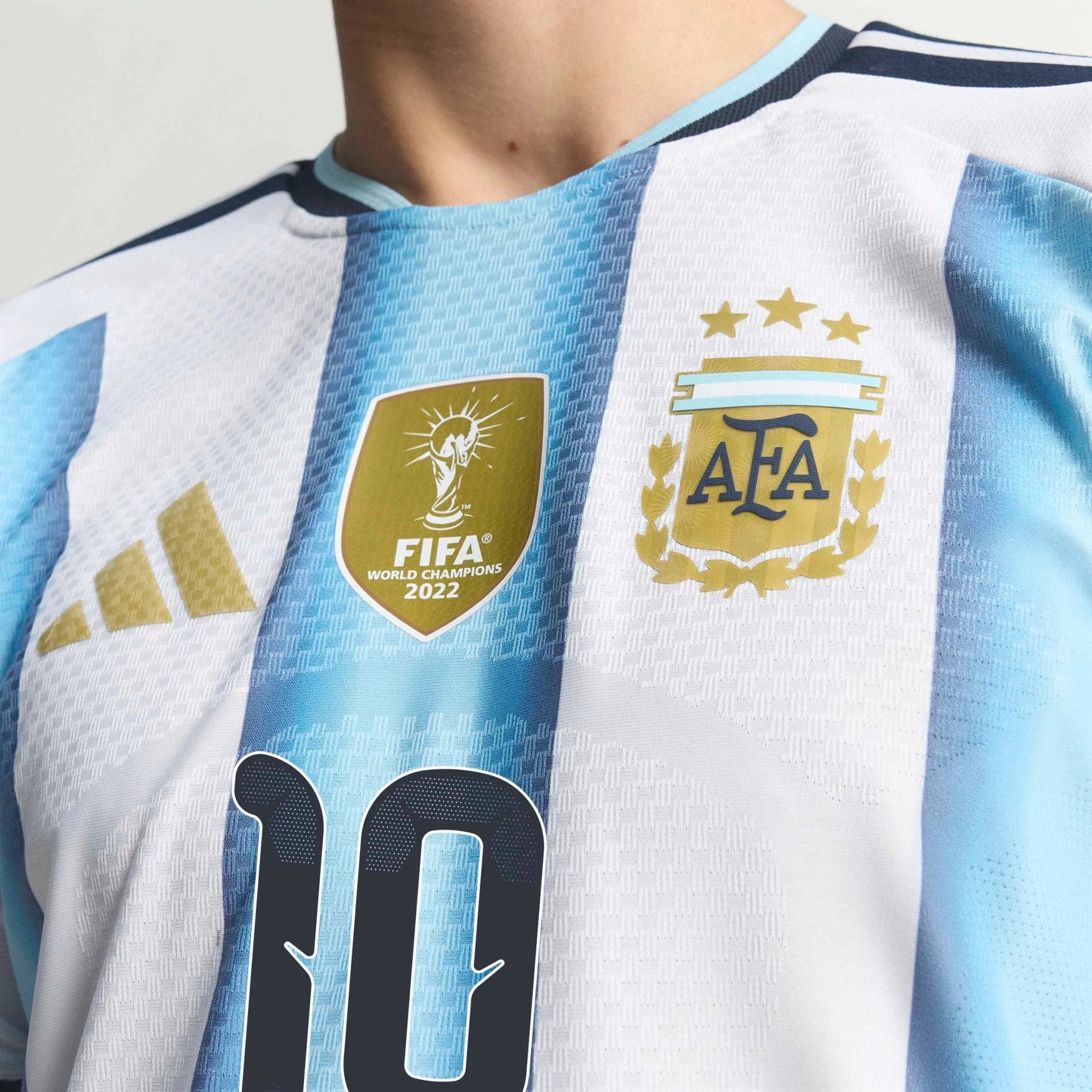 2026 Argentina Men's Authentic Home Messi #10 Soccer Jersey White / Icey Blue / Light Blue 