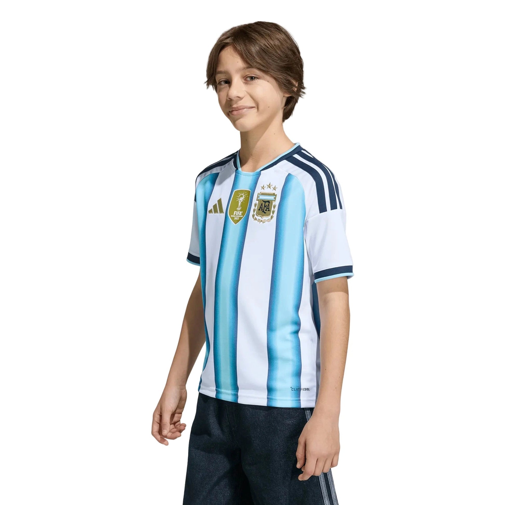 2026 Argentina Youth Stadium Home Soccer Jersey White / Icey Blue / Light Blue 