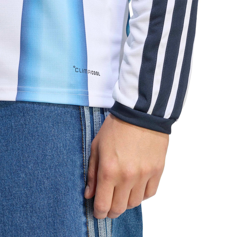 2026 Argentina Men's Stadium Home Long-Sleeve Soccer Jersey White / Icey Blue / Light Blue 