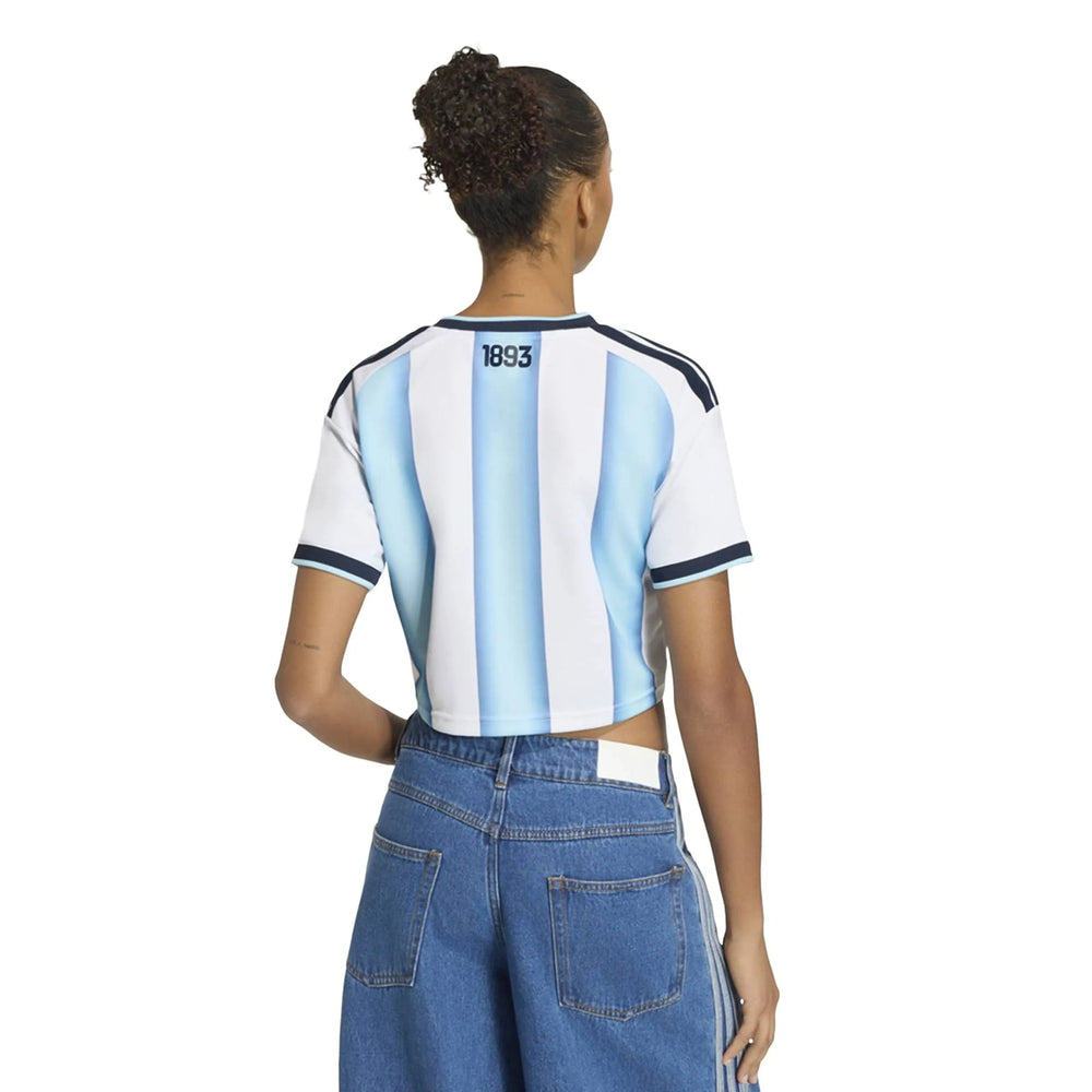 2026 Argentina Women's Stadium Home Cropped Soccer Jersey White / Icey Blue / Light Blue 