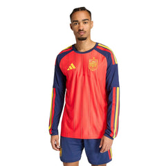2026 Spain Men's Authentic Home Long-Sleeve Soccer Jersey Vivid Red 