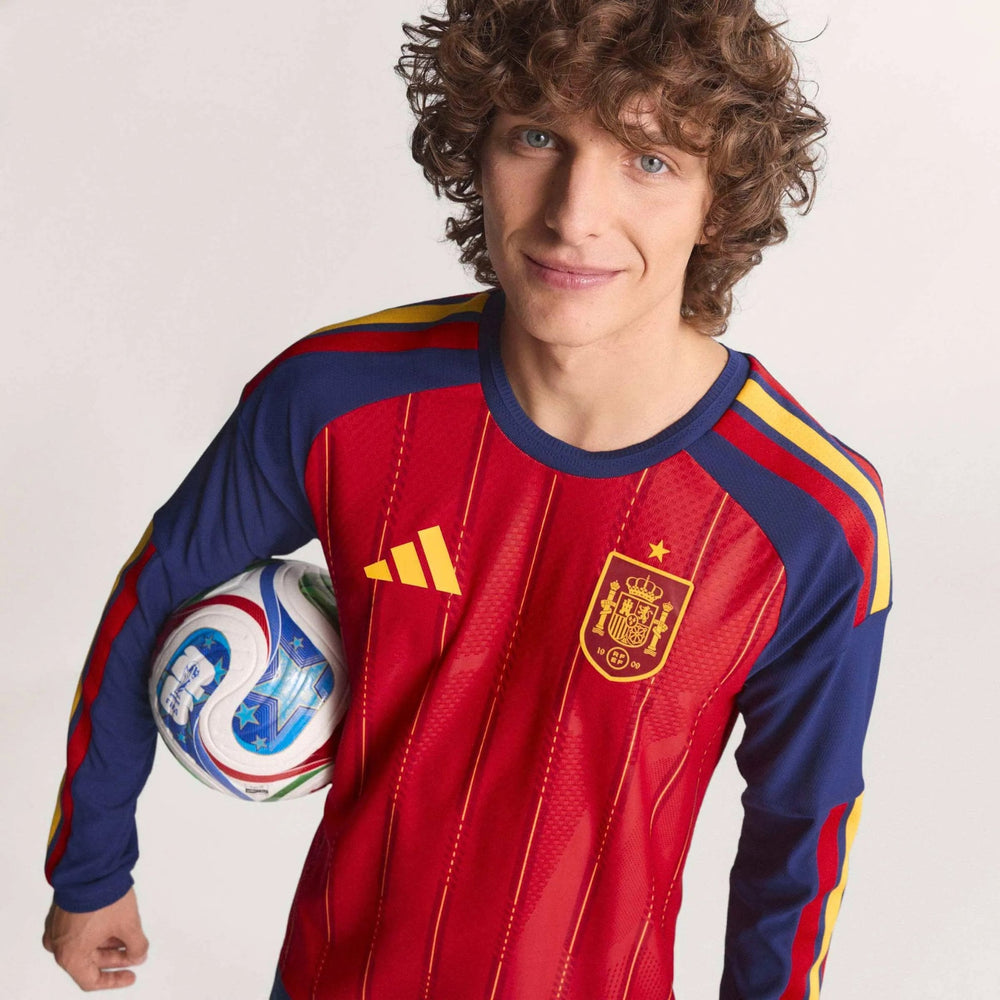 2026 Spain Men's Authentic Home Long-Sleeve Soccer Jersey Vivid Red 