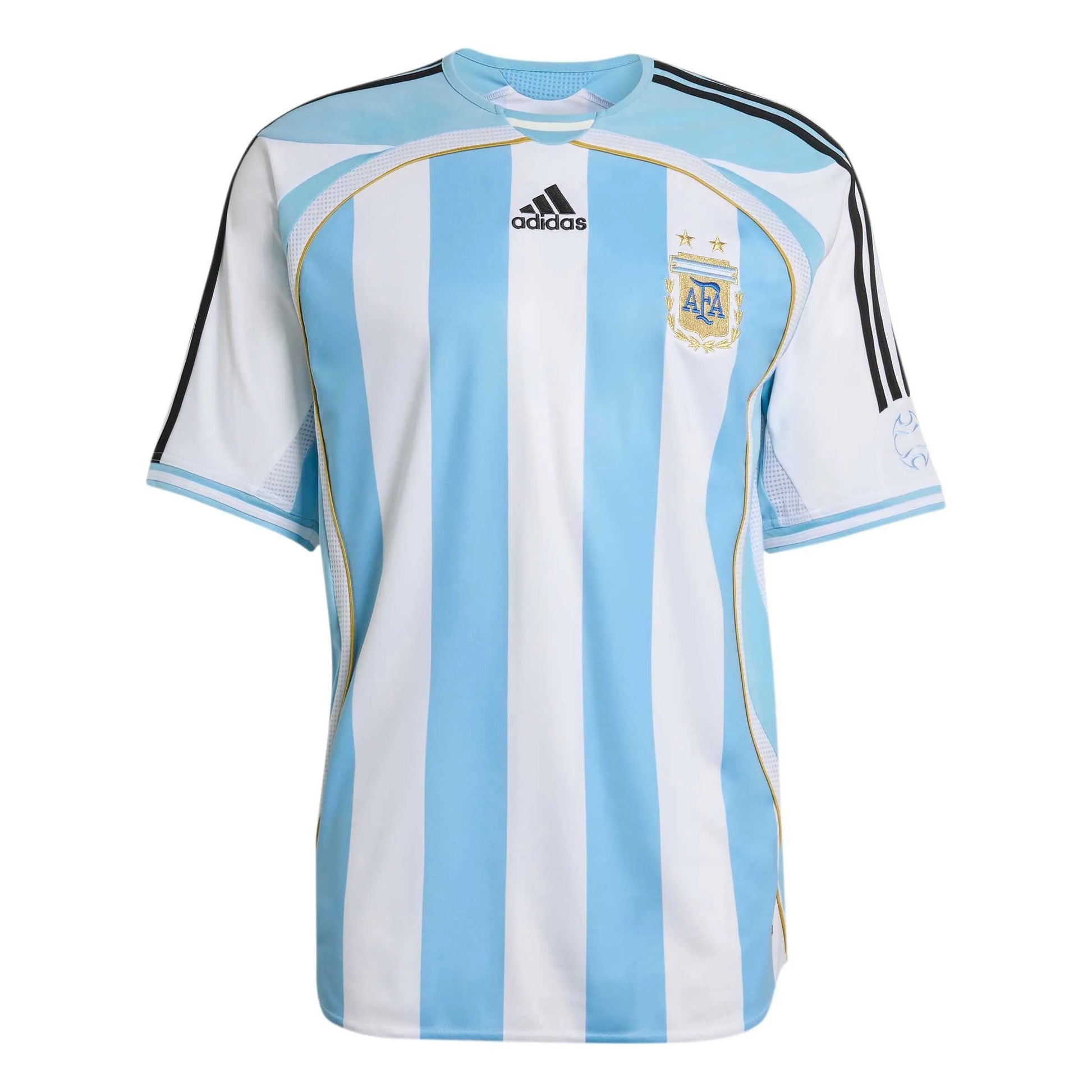 2006 Argentina Men's Retro Stadium Home Soccer Jersey White / Clear Blue 