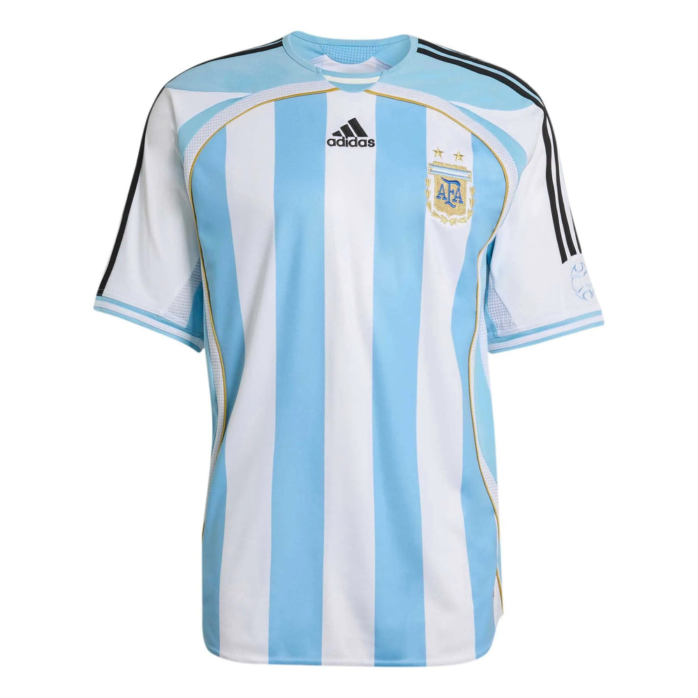 2006 Argentina Men's Retro Stadium Home Soccer Jersey White / Clear Blue 