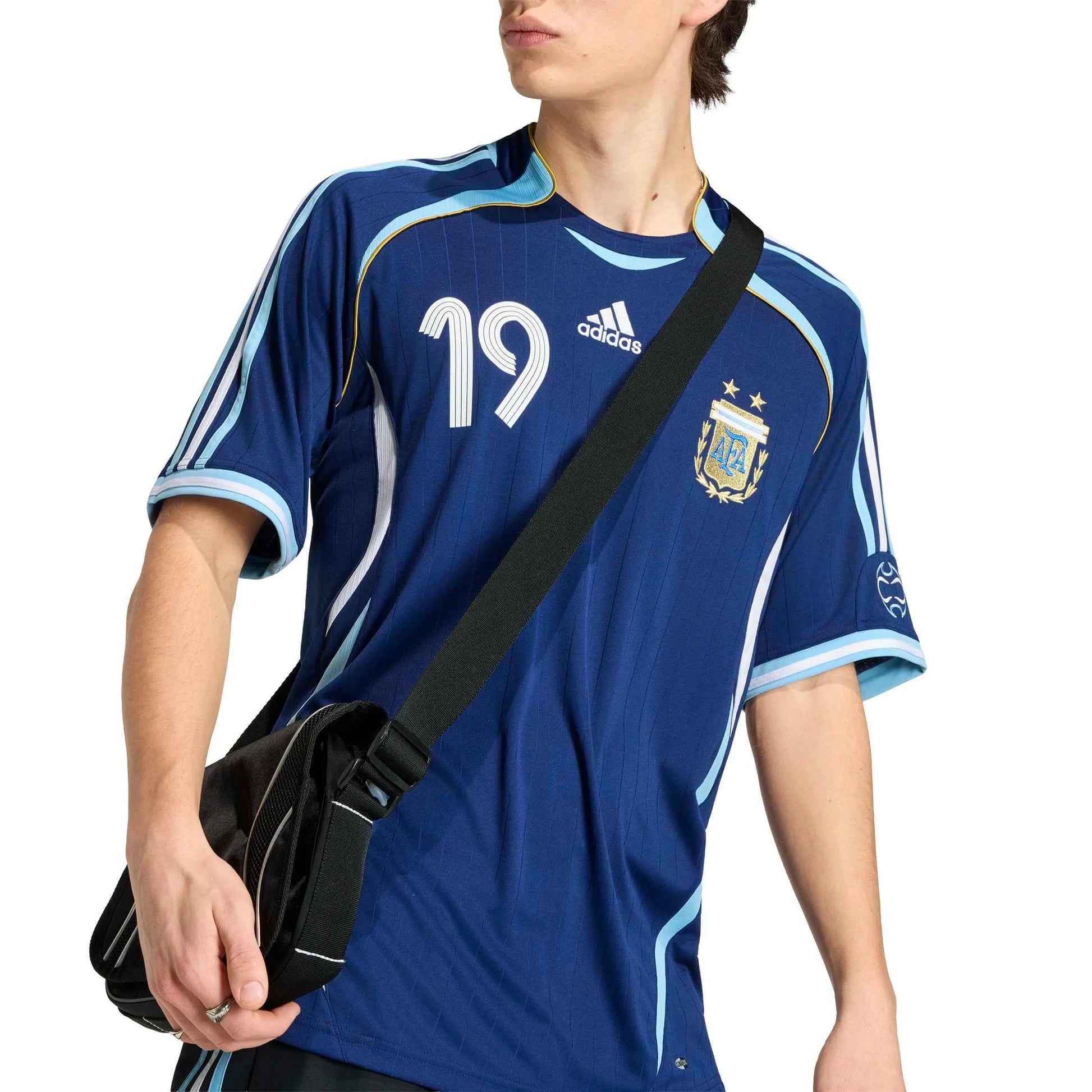 2006 Argentina Men's Retro Stadium Away Messi #19 Soccer Jersey Dark Blue 