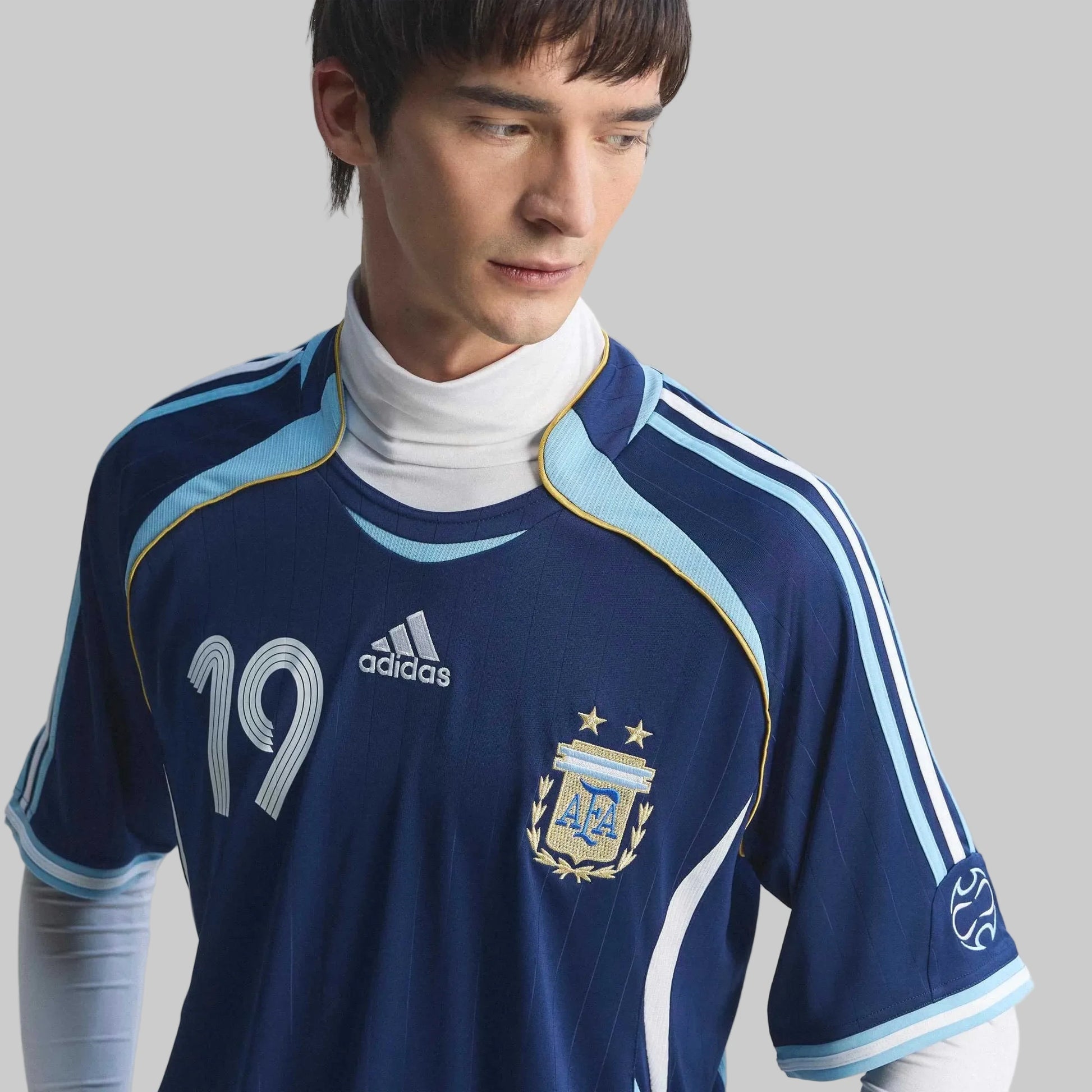 2006 Argentina Men's Retro Stadium Away Messi #19 Soccer Jersey