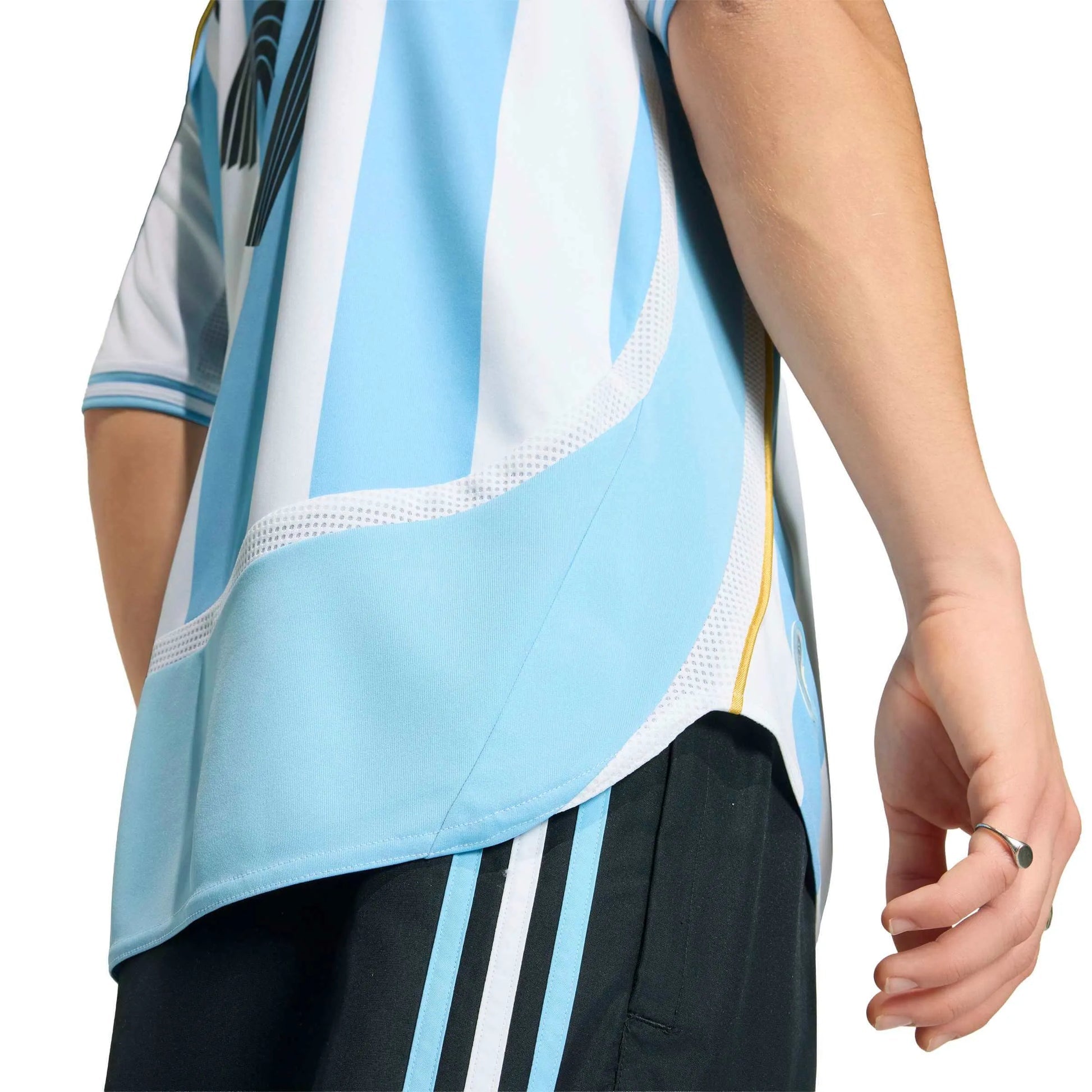 2006 Argentina Men's Retro Stadium Home Messi #19 Soccer Jersey White / Clear Blue 