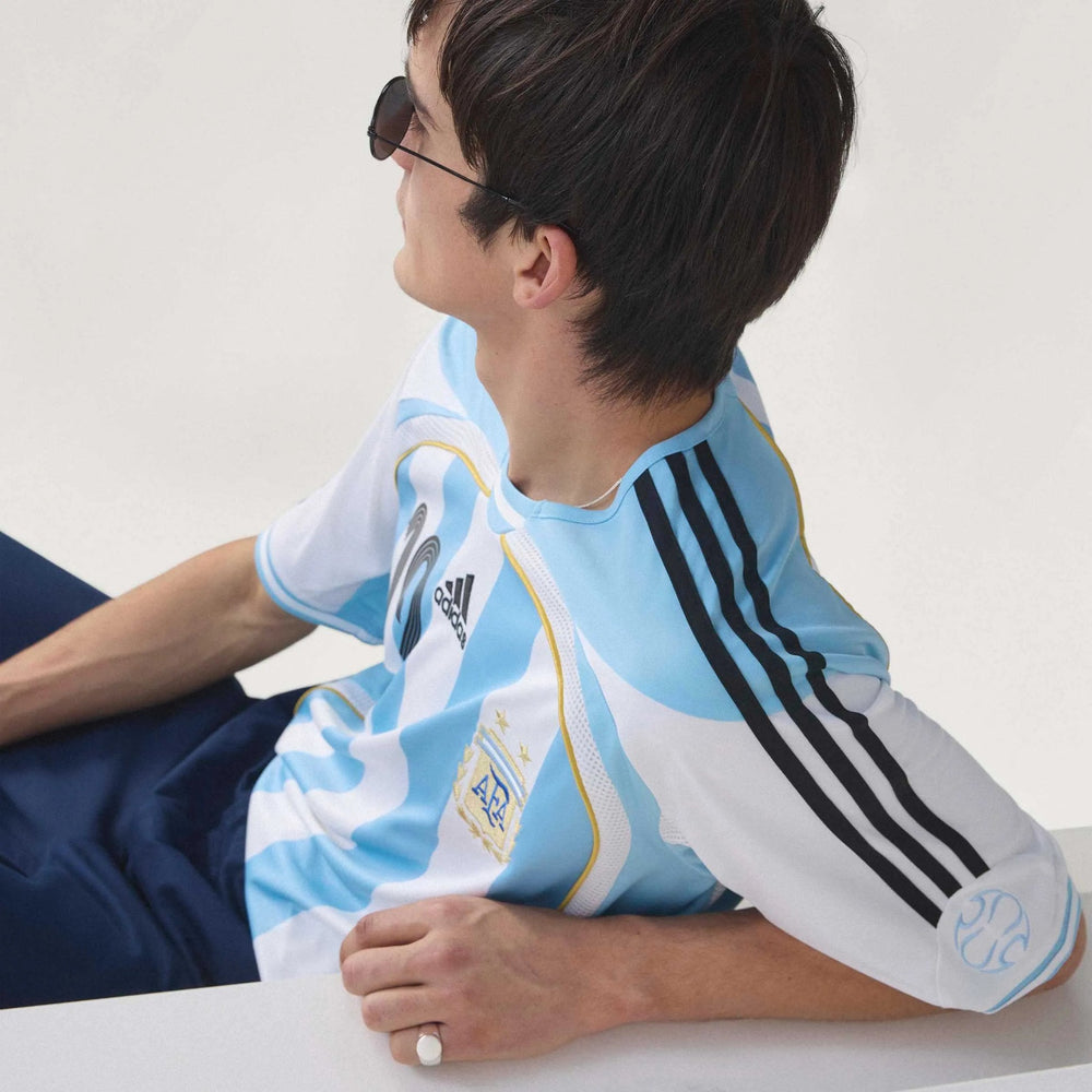 2006 Argentina Men's Retro Stadium Home Messi #19 Soccer Jersey