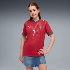 2026 Portugal Youth Stadium Home Ronaldo #7 Soccer Jersey Club Red-Green Lagoon 