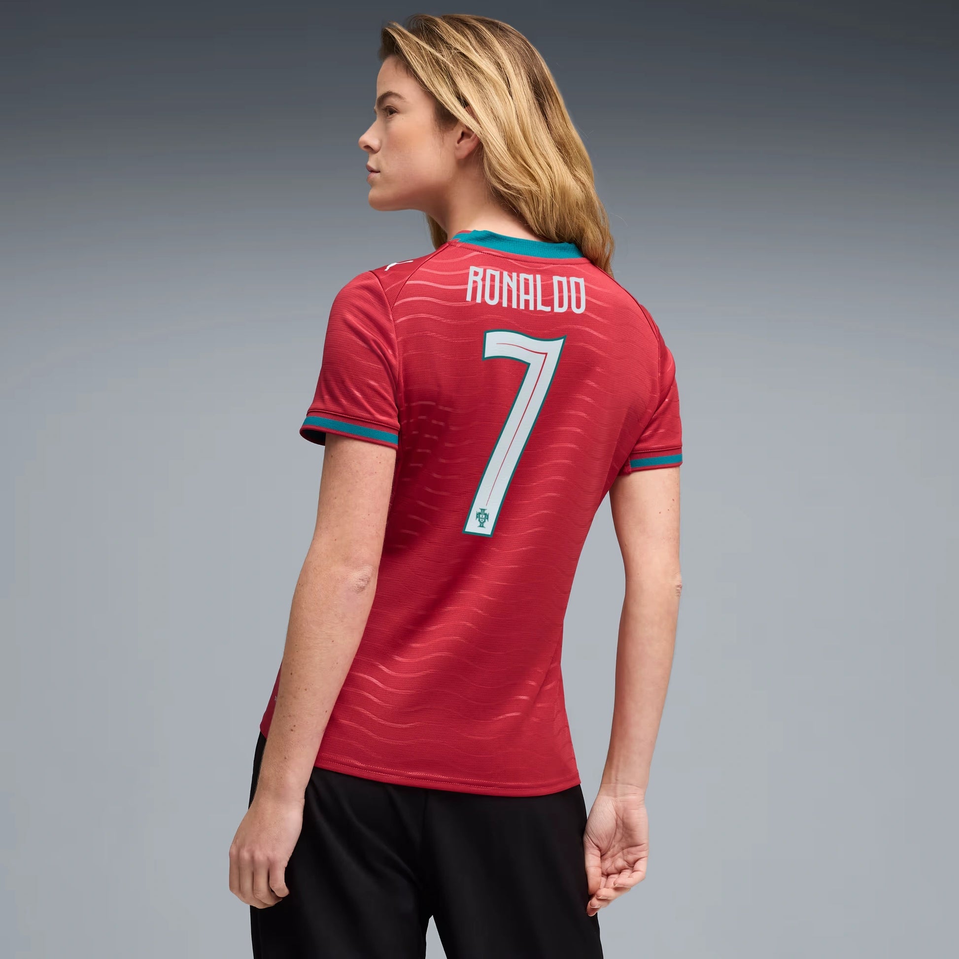 2026 Portugal Women's Stadium Home Ronaldo #7 Soccer Jersey Club Red-Green Lagoon 