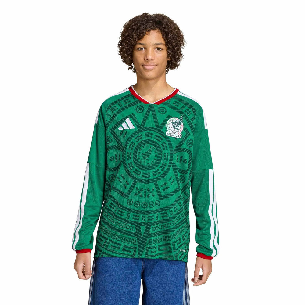 2026 Mexico Youth Stadium Home Long-Sleeve Soccer Jersey Bold Green 