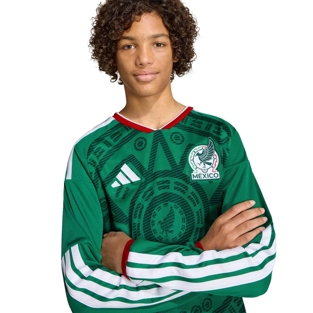 2026 Mexico Youth Stadium Home Long-Sleeve Soccer Jersey Bold Green 