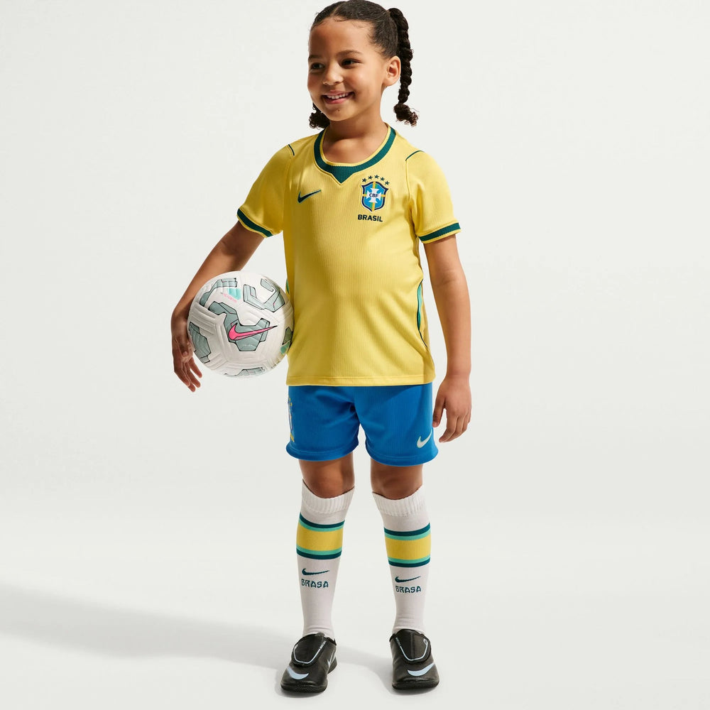 2026-27 Brazil Little Kids' Stadium Home Kit Canary/Light Menta/Geode Teal 