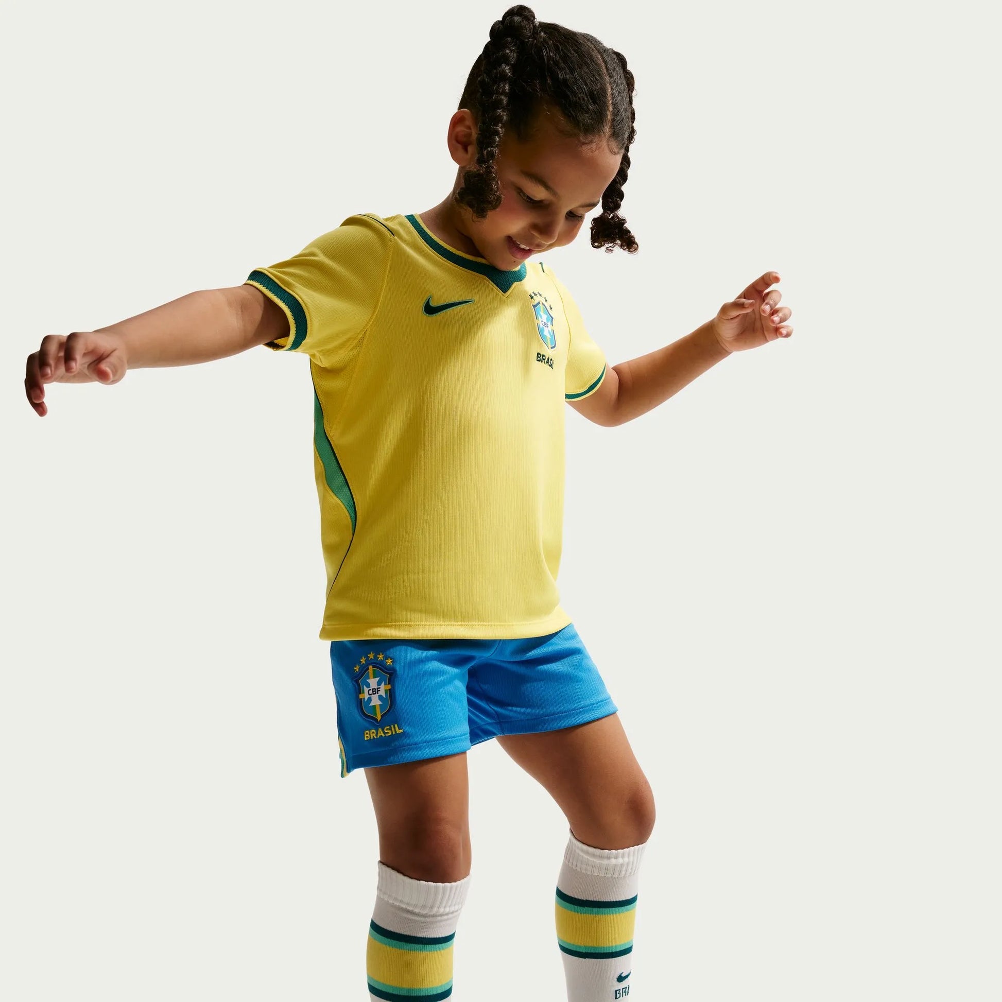 2026-27 Brazil Little Kids' Stadium Home Kit Canary/Light Menta/Geode Teal 
