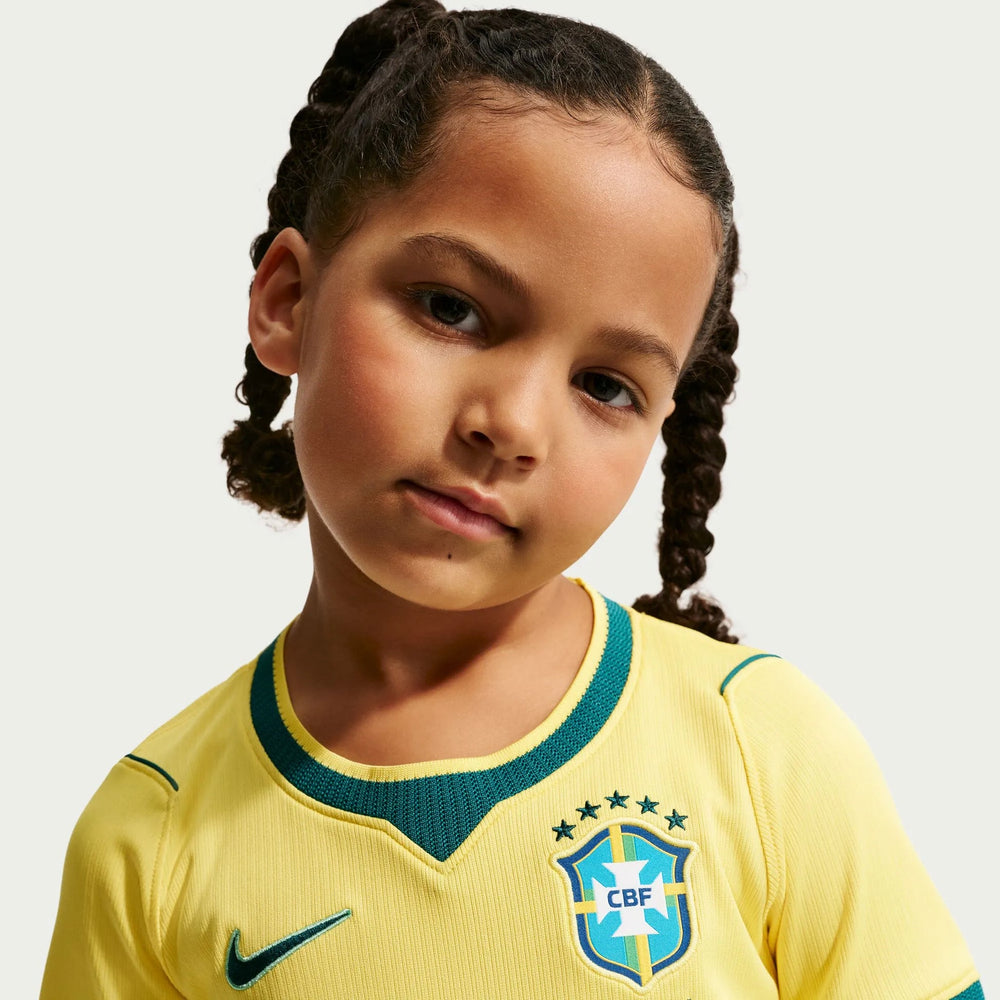 2026-27 Brazil Little Kids' Stadium Home Kit Canary/Light Menta/Geode Teal 