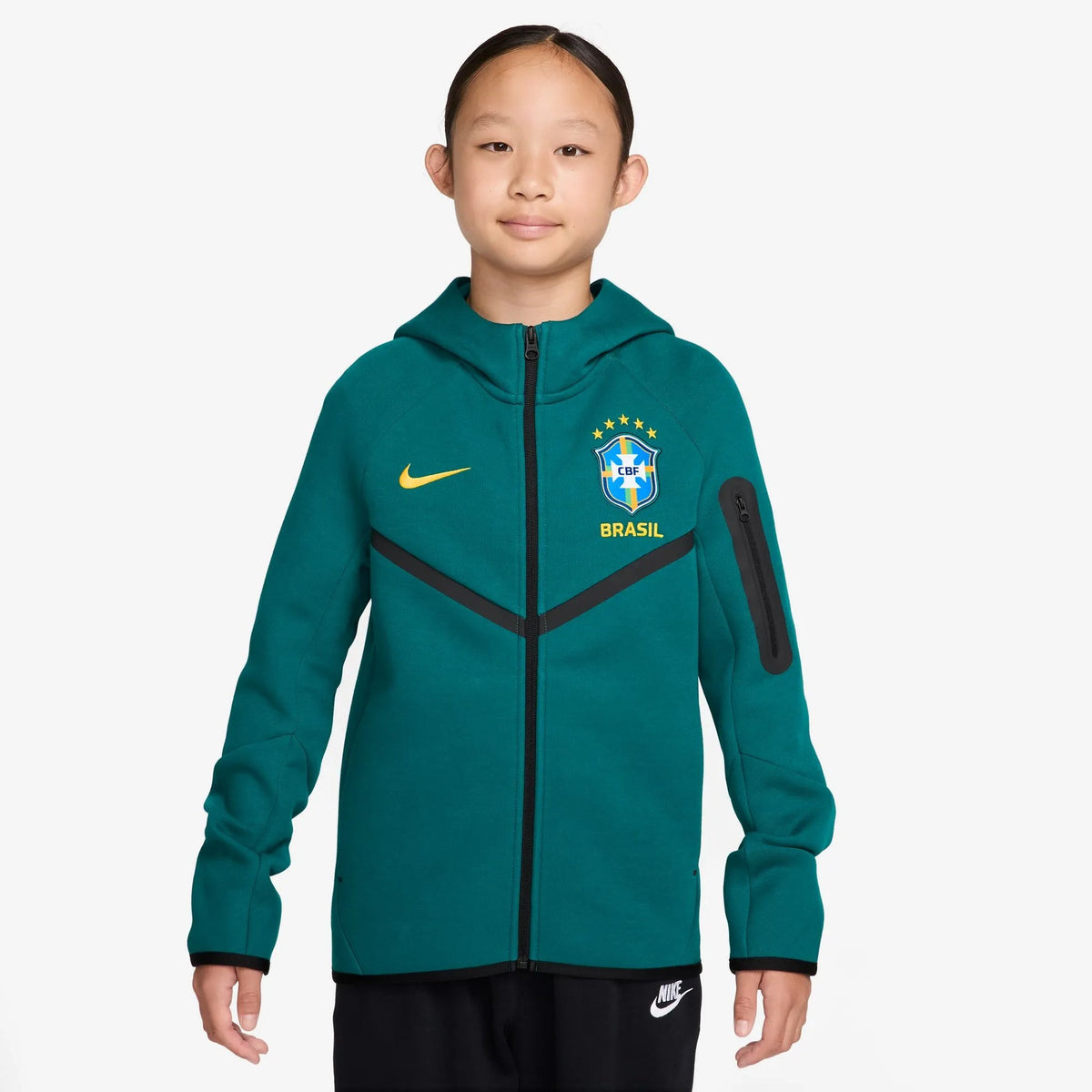 2026-27 Brazil Youth Full-Zip Tech Fleece Hoodie Geode Teal/Midwest Gold 