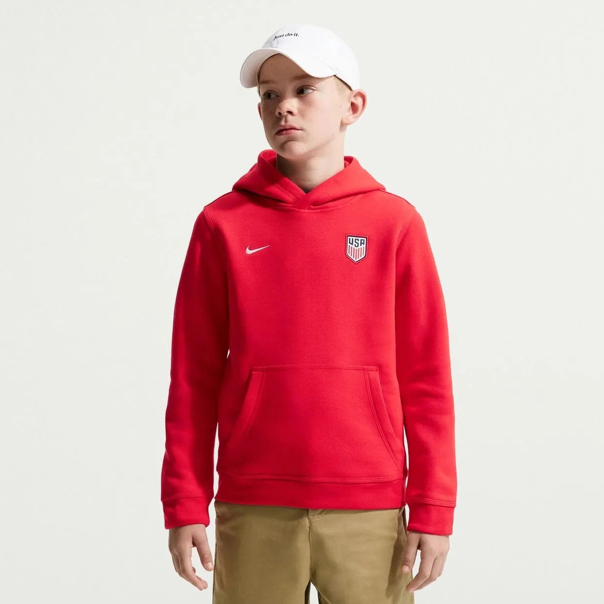2026-27 USMNT Youth Club Pullover Hoodie University Red/Sail 