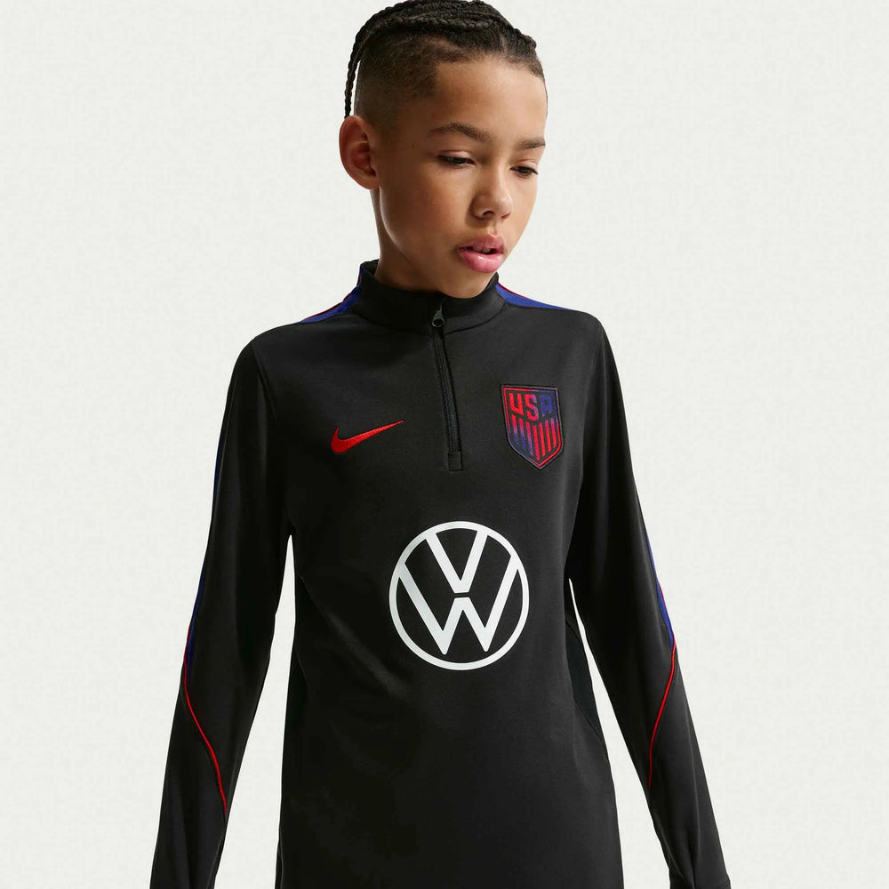 2026-27 USMNT Youth Strike Drill Top Black/Deep Royal Blue/Challenge Red 