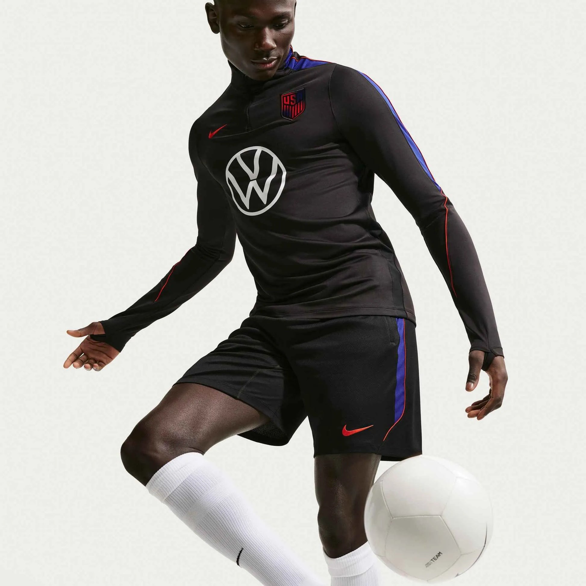2026-27 USMNT Men's Strike KZ Shorts Black/Deep Royal Blue/Challenge Red 