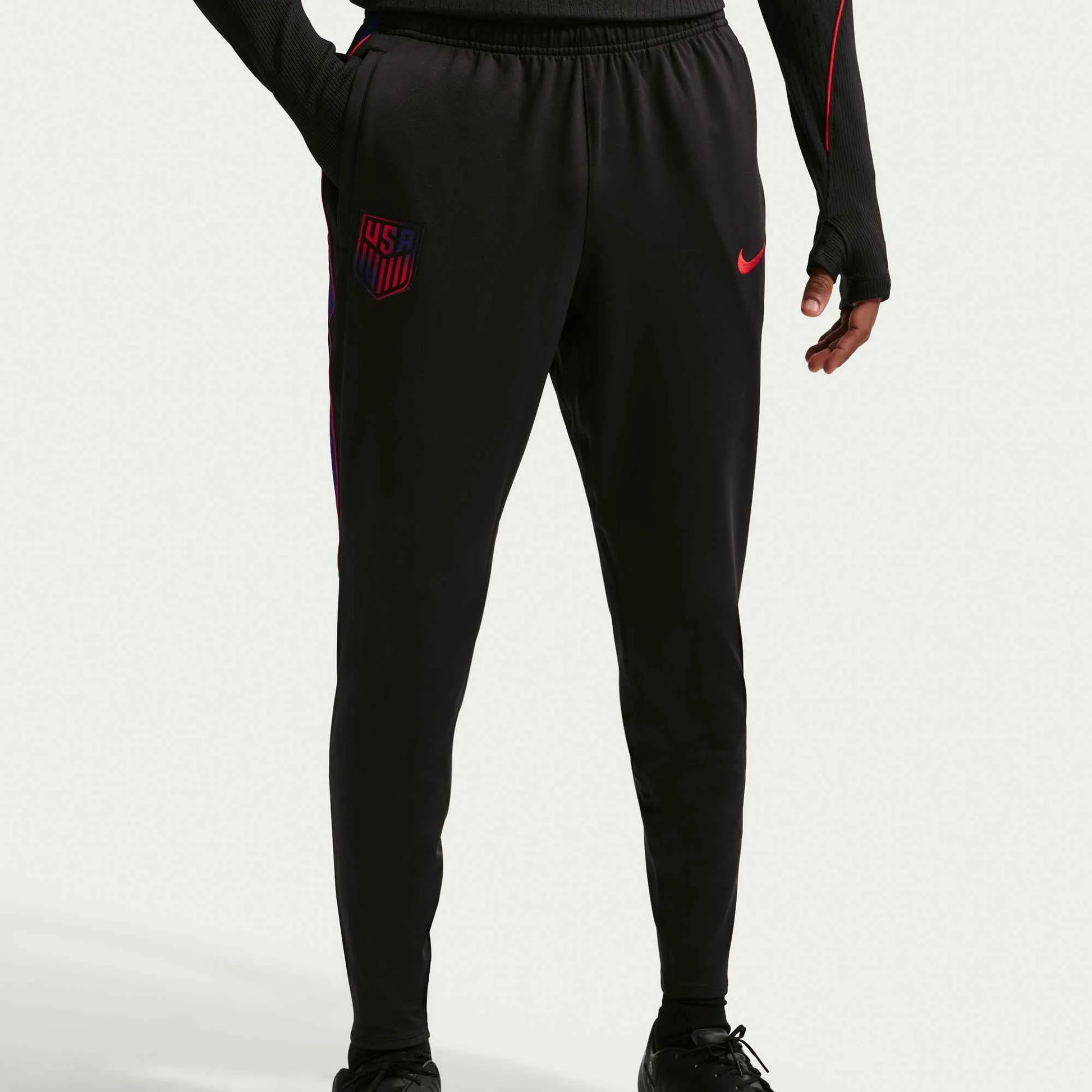 2026-27 USMNT Men's Strike KPZ Pants Black/Deep Royal Blue/Challenge Red 