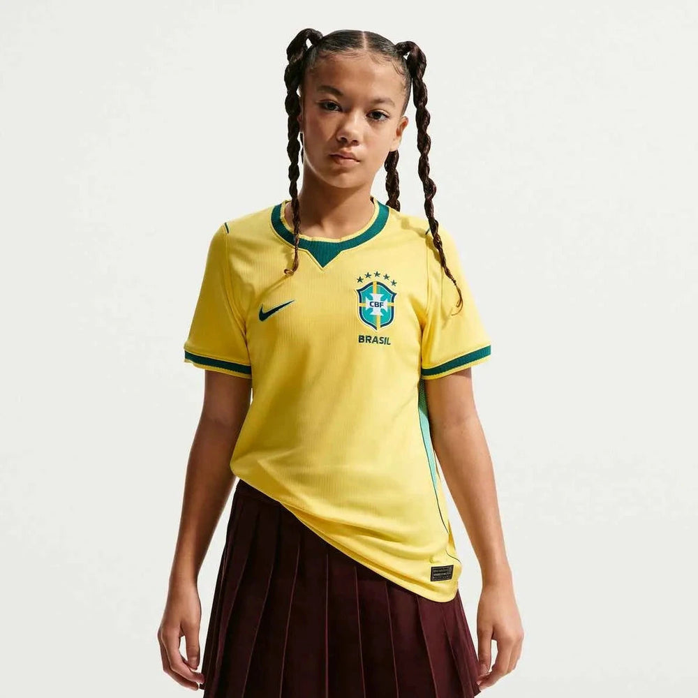2026-27 Brazil Youth Stadium Home Soccer Jersey Canary/Light Menta/Geode Teal 