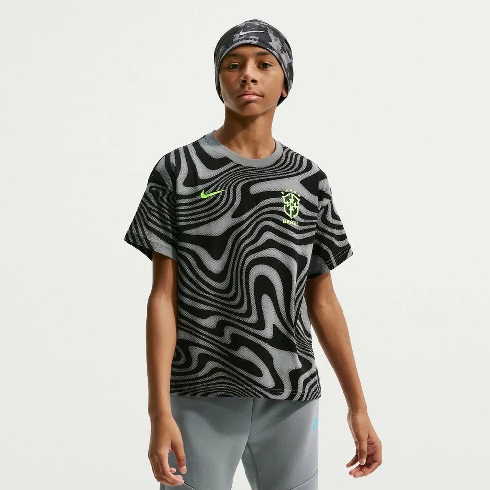 2026-27 Brazil Youth All Over Print Tee Dark Steel Grey 